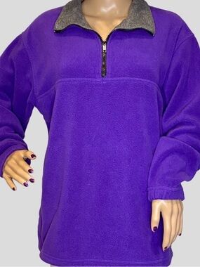 Alpine Purple Quarter-Zip Fleece Pullover with Gray Collar